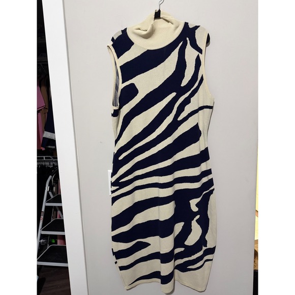 SHEIN Dresses & Skirts - SHEIN Curve Zebra Print Sleeveless Mock Neck Sweater Dress 3XL